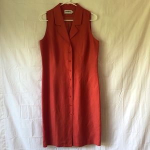 Tribal Sleeveless Button-Front Dress in Rust